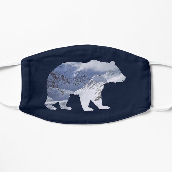 Bear with mountain landscape summits Flat Mask