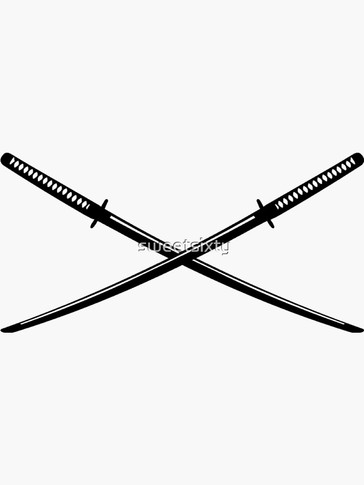 Crossed Japanese Katana Sticker By Sweetsixty Redbubble