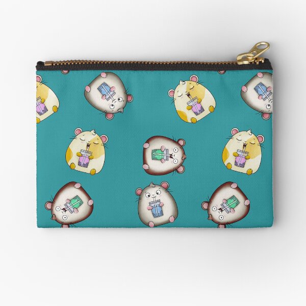 Bubble Tea-loving Kawaii Hamsters Zipper Pouch
