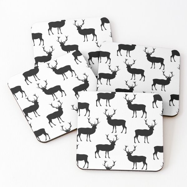 Item preview, Stag Pattern in Black and White designed and sold by AntiqueImages.