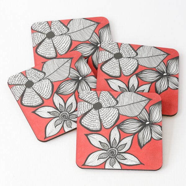 Aperçu de l'œuvre Fleurs rouges Inktober créée et vendue par MyCraftyNell.
