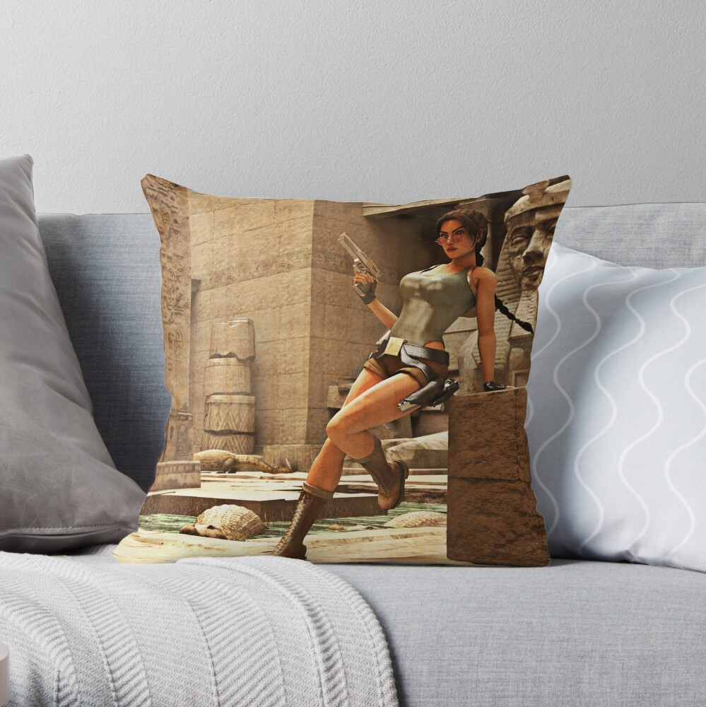 Tomb raider souvenir Throw Pillow