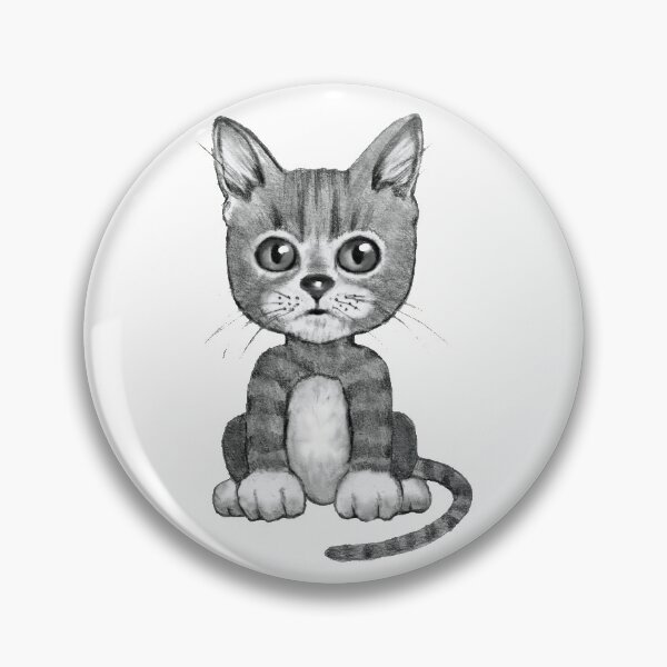 Item preview, Cute Kitten with BIG Eyes Pencil Drawing designed and sold by JoyfulWhimsy.