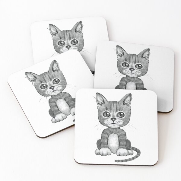 Item preview, Cute Kitten with BIG Eyes Pencil Drawing designed and sold by JoyfulWhimsy.