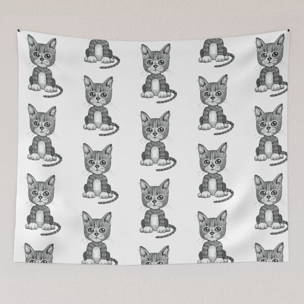 Item preview, Cute Kitten with BIG Eyes Pencil Drawing designed and sold by JoyfulWhimsy.