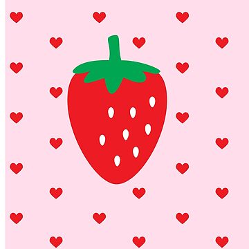 Strawberries Hearts Pink Kawaii Cute Cottagecore Aesthetic Sticker for  Sale by candymoondesign