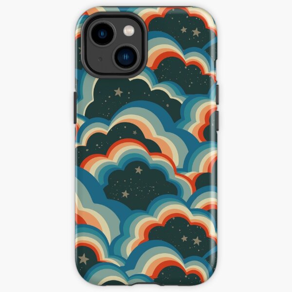 Psychedelic, Retro, 60s 70s Clouds and stars iPhone Tough Case