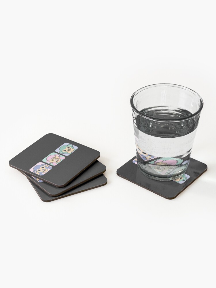 Alternate view of Three wise monkeys emojis Coasters (Set of 4)