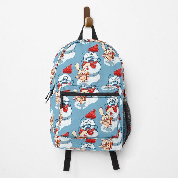 Item preview, Naughty bunny stealing the carrot nose of a snowman designed and sold by Zoo-co.