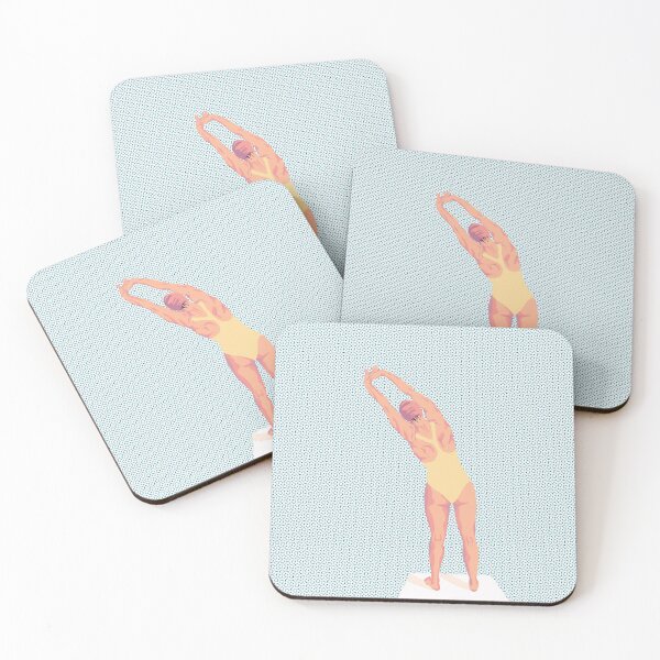 Item preview, Stretching Swimmer Halftone Sunset Colors designed and sold by VeronArtLab.