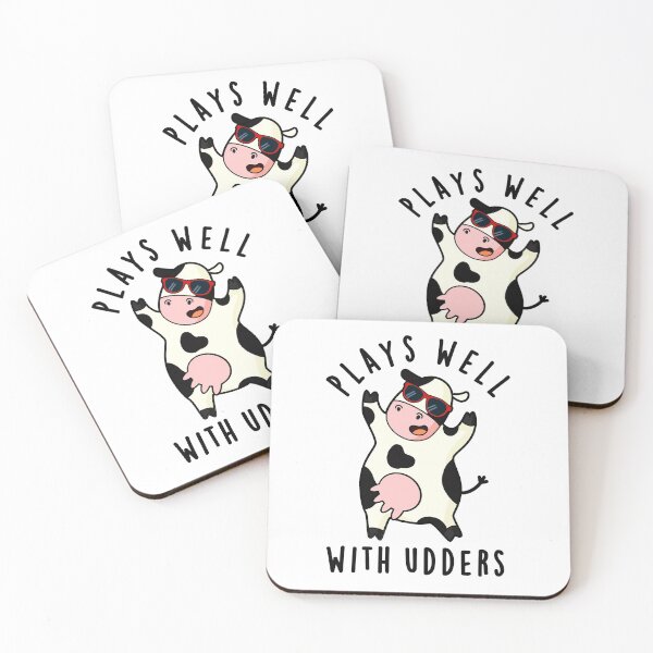 Item preview, Plays Well With Udders Funny Cow Puns  designed and sold by punnybone.