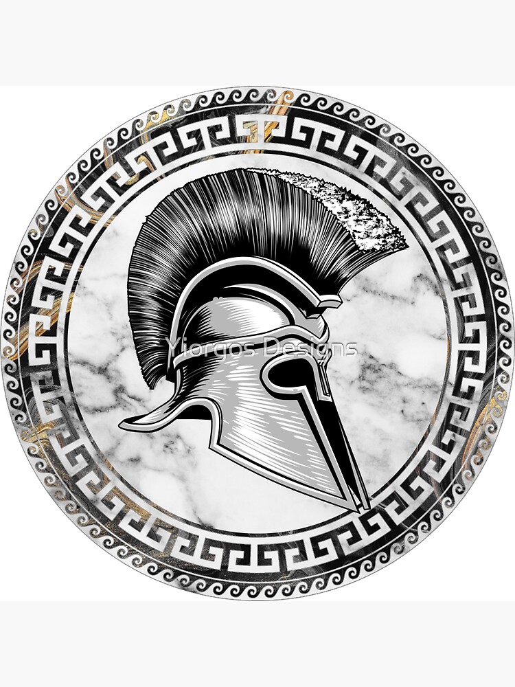 This is Sparta! MOLON LABE - Spartan Greek Helmet on Marble