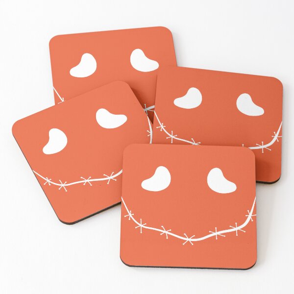 Item preview, Spooky stitched mouth face, white and orange designed and sold by ArtfulBonBon.