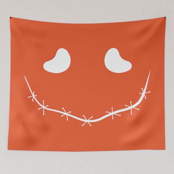 Item preview, Spooky stitched mouth face, white and orange designed and sold by ArtfulBonBon.