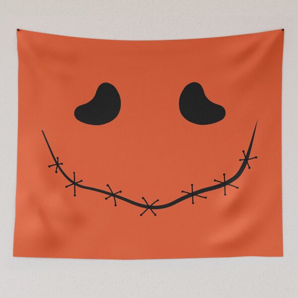 Item preview, Spooky stitched mouth face, black and orange designed and sold by ArtfulBonBon.