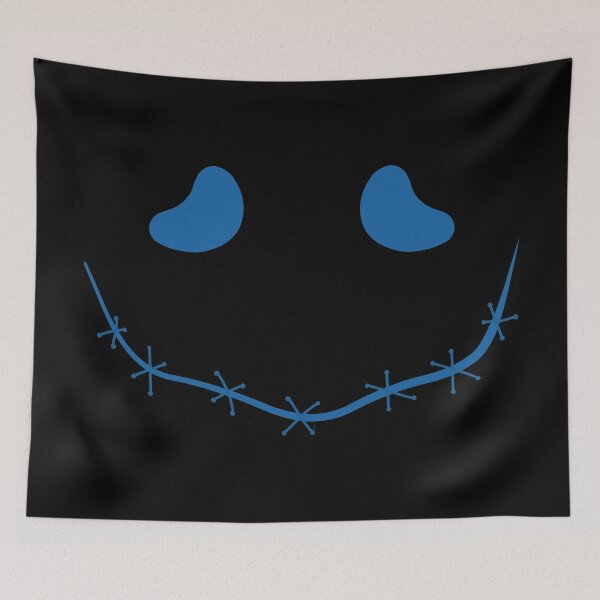 Item preview, Spooky stitched mouth face, blue and black designed and sold by ArtfulBonBon.