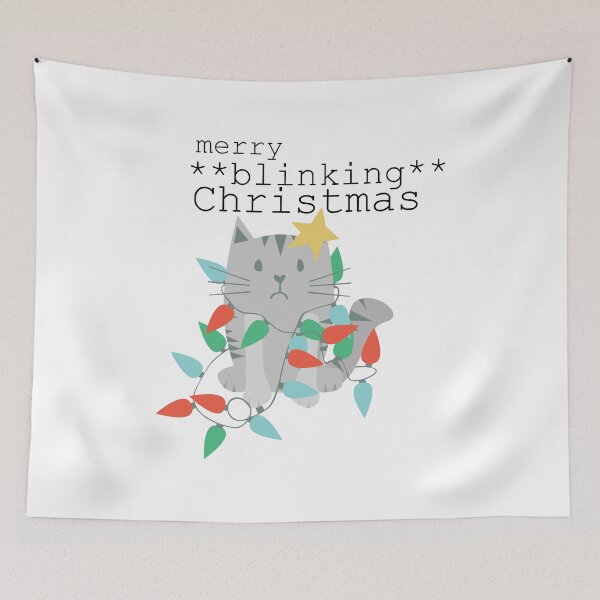 Item preview, Merry Blinking Christmas - Cat! designed and sold by LouiseFranksArt.