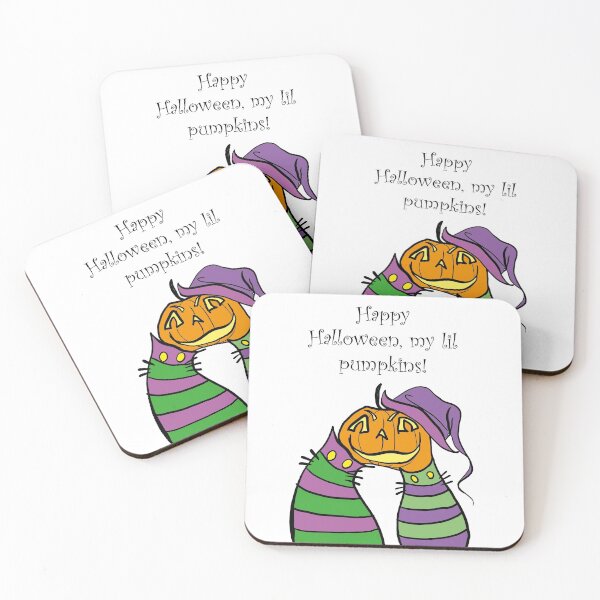 Item preview, Purple-green colored cats with pumpkin designed and sold by Chino20.