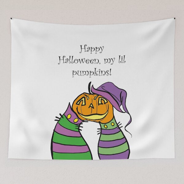 Item preview, Purple-green colored cats with pumpkin designed and sold by Chino20.