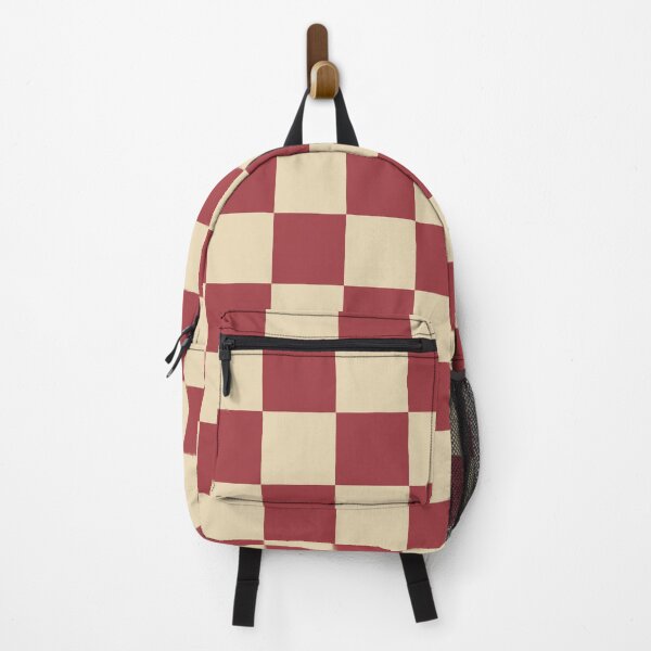 Item preview, red and cream color combination square checkered pattern design designed and sold by Bees-Honey-Gift.