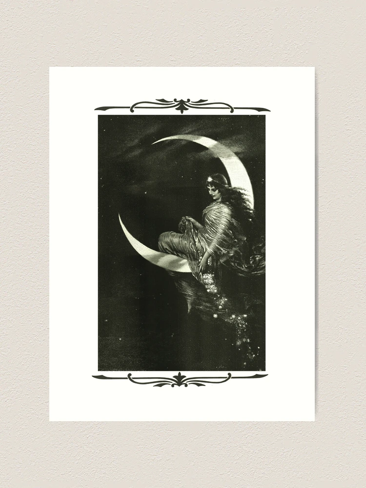 Full Moon - Distressed Vintage Illustration Poster for Sale by elevens