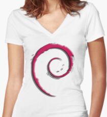 Debian Logo Women's Fitted V-Neck T-Shirt