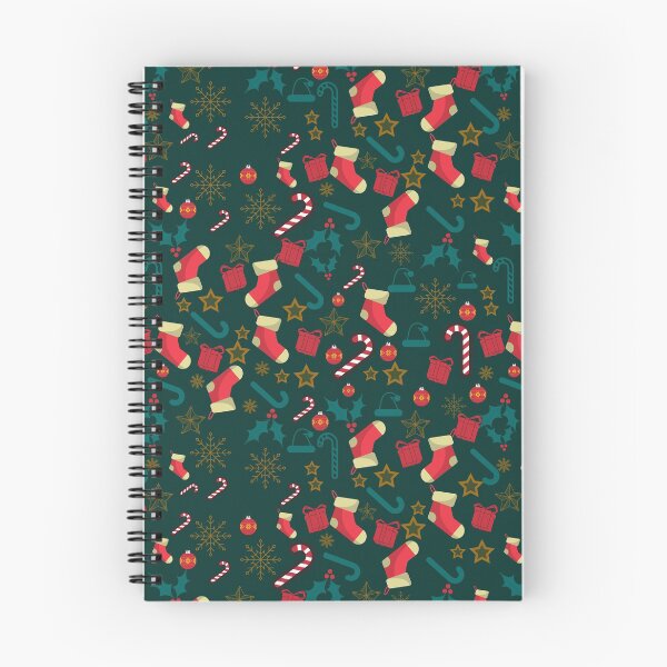 Aperçu de l'œuvre Noël mignon Père Noël et décorations sur fond vert foncé créée et vendue par Gifty-Designs.