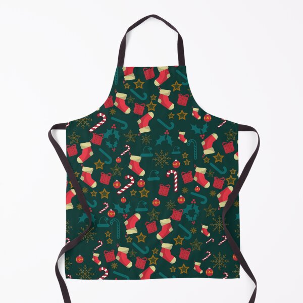 Item preview, Cute Christmas Santa & Decorations on Dark Green Background designed and sold by Gifty-Designs.