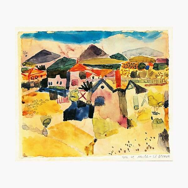 Paul Klee - "View of Saint Germain" Watercolor Landscape Photographic Print