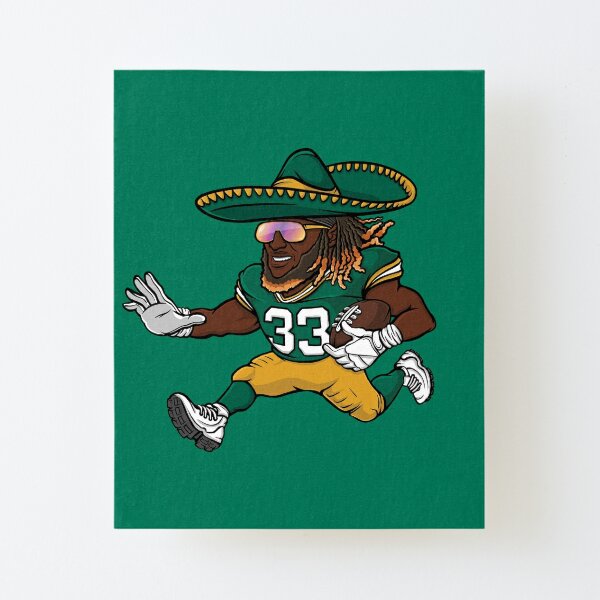 Aaron Jones Green Bay Packers Sombrero Mounted Print for Sale