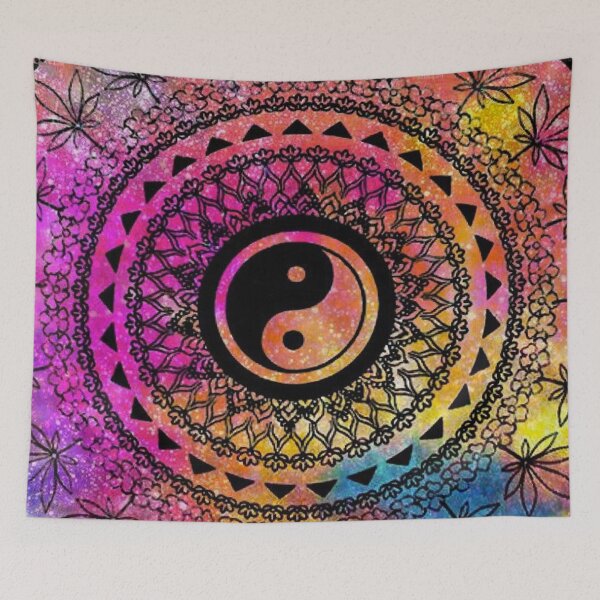 Item preview, Rainbow Tie-Dye Ying-YangSpiral Bedsheets Tiedye Yoga pants Bed sheet cover  designed and sold by baligaia.