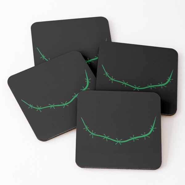 Item preview, Spooky stitched mouth green with black background designed and sold by ArtfulBonBon.