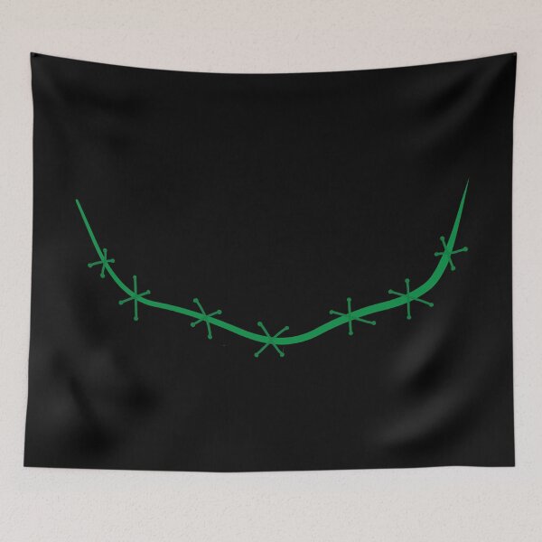 Item preview, Spooky stitched mouth green with black background designed and sold by ArtfulBonBon.