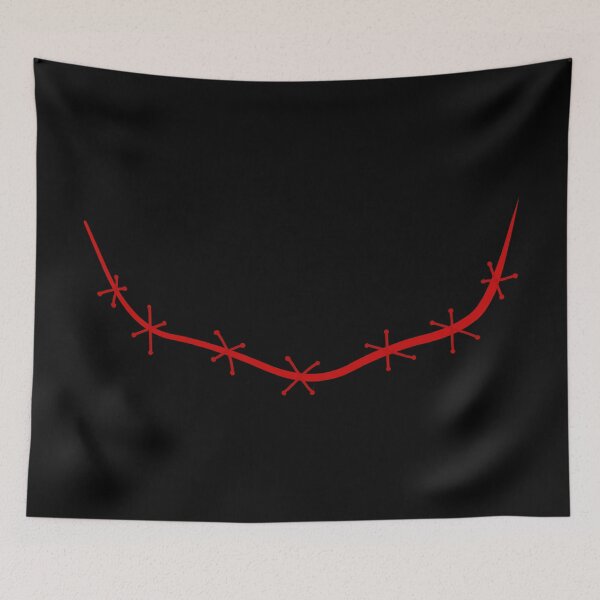 Item preview, Spooky stitched mouth red with black background designed and sold by ArtfulBonBon.