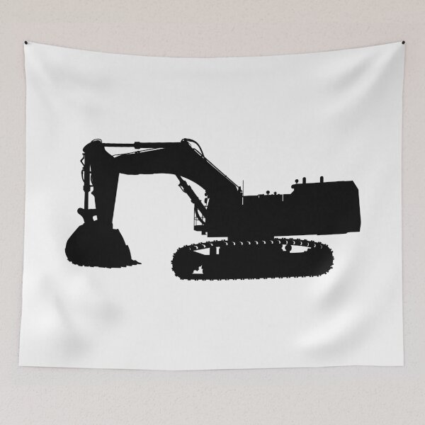 Item preview, Hydraulic crawler excavator Cat 6015B with large loading shovel. Large construction machine backhoe loader, excavator. Isolated realistic silhouette. designed and sold by Marcin Adrian.