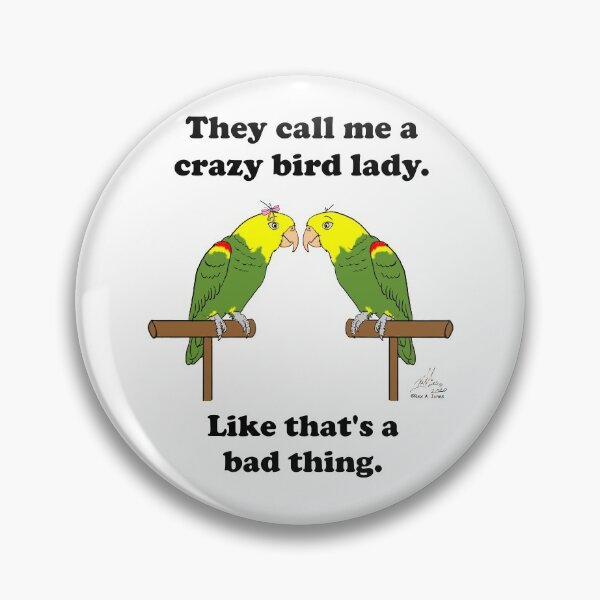 Artikelvorschau, Crazy Bird Lady mit doppeltem gelbköpfigem Amazonas entworfen und verkauft von Laughing Parrot Studio.