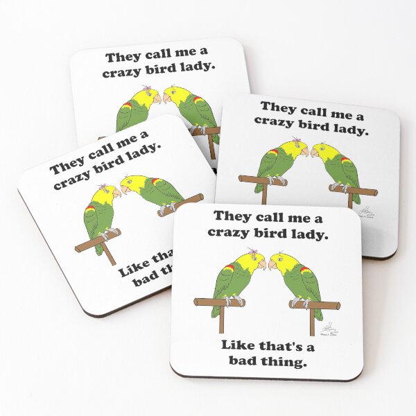 Item preview, Crazy Bird Lady with double yellow-headed amazon designed and sold by Laughing Parrot Studio.