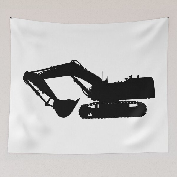 Item preview, Hydraulic crawler excavator Cat 6015B with large loading shovel. Large construction machine backhoe loader, excavator. Isolated realistic silhouette. designed and sold by Marcin Adrian.