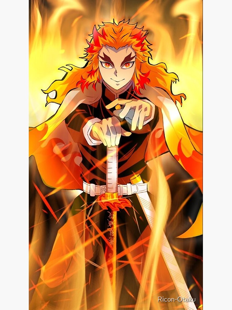 Carte De Vœux Pilier De Flamme Kyojuro Rengoku Par Ricon Otaku Redbubble