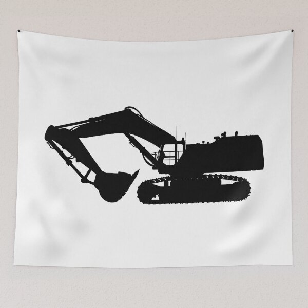 Item preview, Hydraulic crawler excavator Cat 6015B with large loading shovel. Large construction machine backhoe loader, excavator. Isolated realistic silhouette. designed and sold by Marcin Adrian.