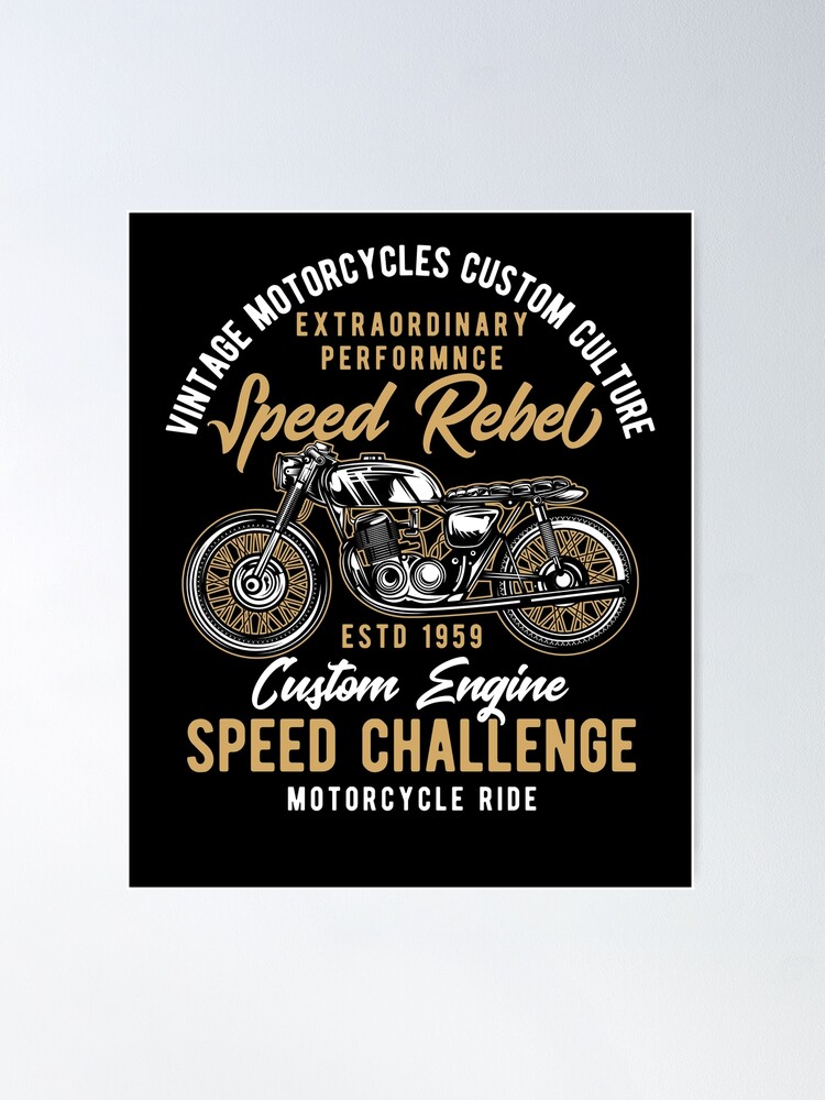 Rebel Riders Vintage Motorcycle Poster