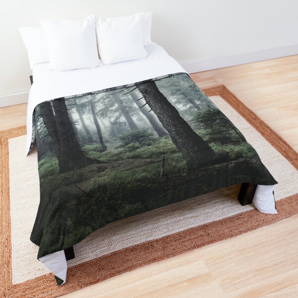 Item preview, Path Vibes // Wild Romantic Misty Retro Fall Wilderness Fairytale Forest With Cascadia Trees Covered In Magic Blue Fog Season designed and sold by Tordis Kayma.