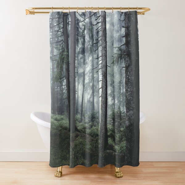 Aperçu de l'œuvre Path Vibes // Wild Romantic Misty Retro Fall Wilderness Fairytale Forest With Cascadia Trees Covered In Magic Blue Fog Season créée et vendue par Tordis Kayma.