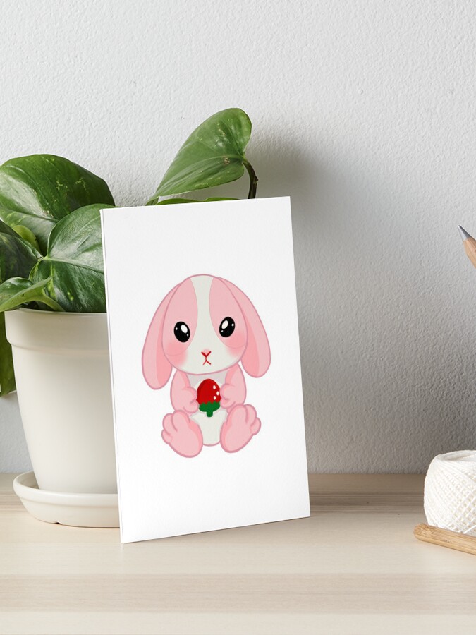 Strawberry bunny loppy kawaii chibi rabbit sticker Art Board