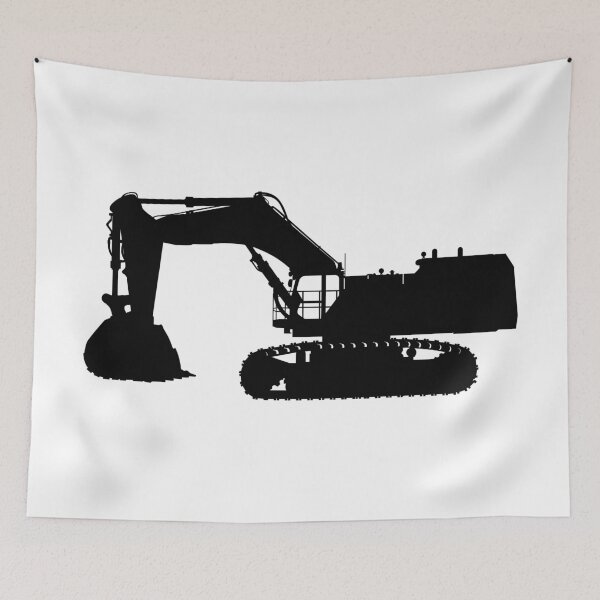 Item preview, Hydraulic crawler excavator Cat 6015B with large loading shovel. Large construction machine backhoe loader, excavator. Isolated realistic silhouette. designed and sold by Marcin Adrian.