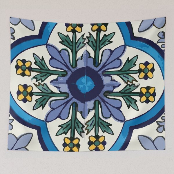 Artikelvorschau, Talavera Blaugrüne Flora entworfen und verkauft von Jennifer Geiger Art.