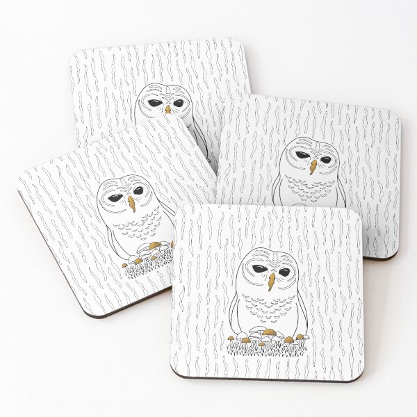 Item preview, Adorable cute owl in black and white with gold details, wild woodland bird designed and sold by Twist Design.