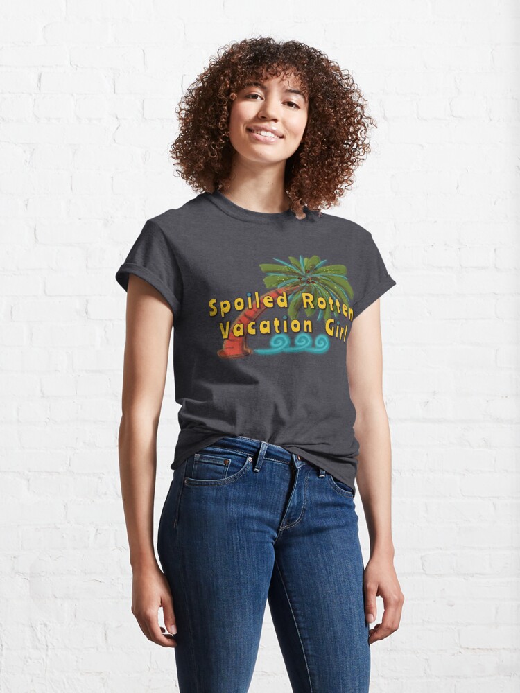 Thumbnail 4 of 7, Classic T-Shirt, Spoiled Rotten Vacation Girl (Palm Tree) designed and sold by HappigalArt.