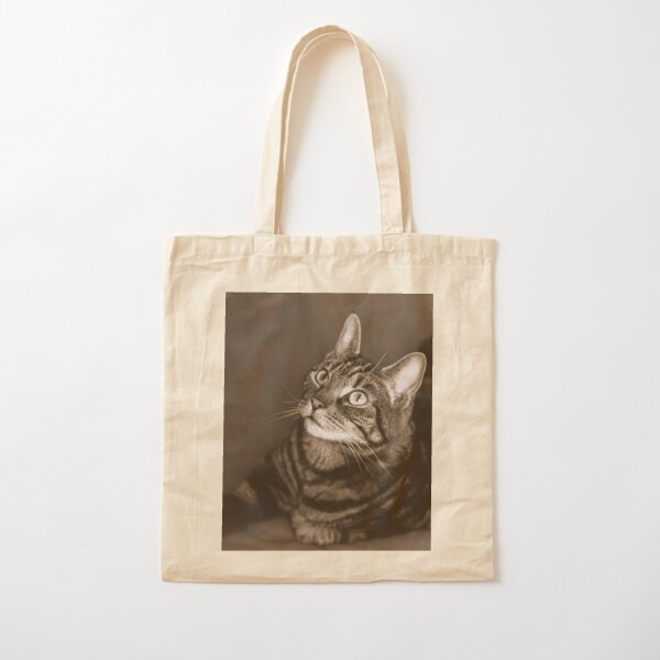 Vintage-Style Cat Photography Sepia Cotton Tote Bag
