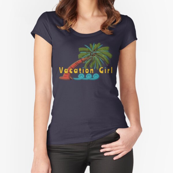 Vacation Girl (Palm Tree) Fitted Scoop T-Shirt